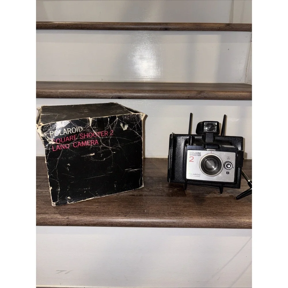 1970s Polaroid Square Shooter 2 Instant Film Land Camera with Box -Untested